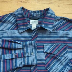 LL Bean Shirt Mens XL Multi Stripe Katahdin Performance Flannel Wool Blend